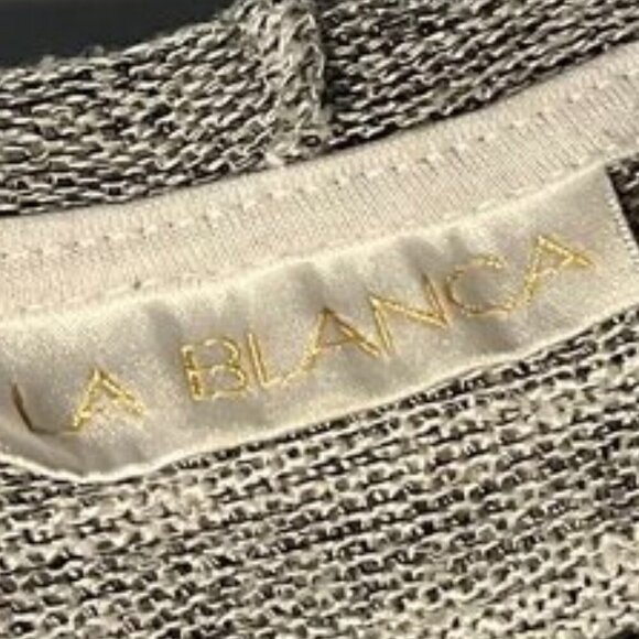 La Blanca Striped Knit Hoodie Tunic Top – Gray/White - Picture 2 of 10